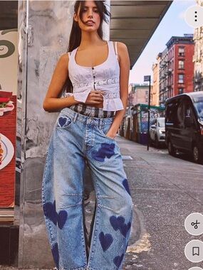 Free People Heart Patch Barrel Women’s Jeans